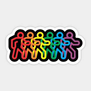 Rainbow Gay Pride Men In Motion Sticker